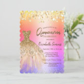 Chic Confetti Stippen, Chic Dress Quinceañera Kaart (Staand voorkant)
