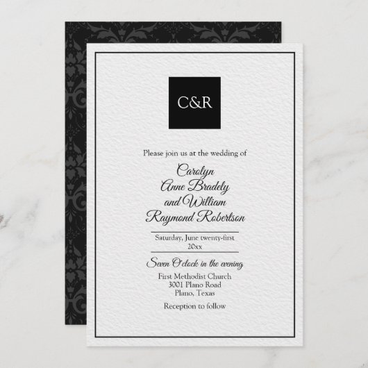 Chic Contemsive Wedding Kaart (Voorkant / Achterkant)