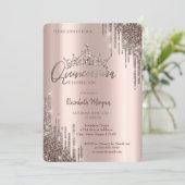 Chic Cool Glitter Crown Drop Quinceañera Kaart (Staand voorkant)