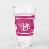 Chic Cool Pink Glitter White Initiaal Monogram Glas (Achterkant)