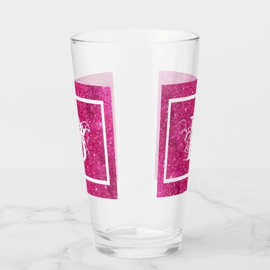 Chic Cool Pink Glitter White Initiaal Monogram Glas (Links)