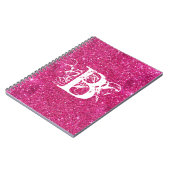 Chic Cool Pink Glitter White Initiaal Monogram Notitieboek (Linkerzijde)