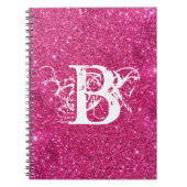 Chic Cool Pink Glitter White Initiaal Monogram Notitieboek (Voorkant)