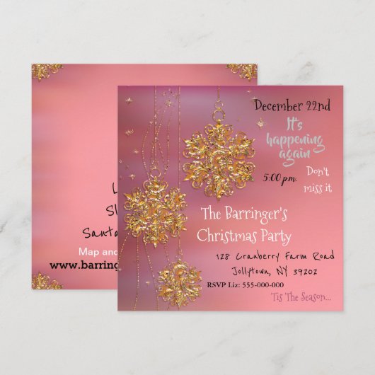  Chic Cool Pink Holiday Celebration Party Kaart (Voorkant / Achterkant)