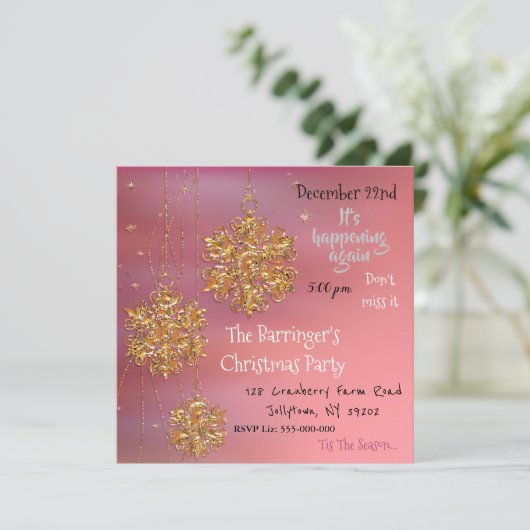  Chic Cool Pink Holiday Celebration Party Kaart (Staand voorkant)