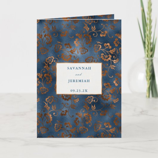Chic Copper Blue Floral past tweeledig huwelijk aa (Voorkant)
