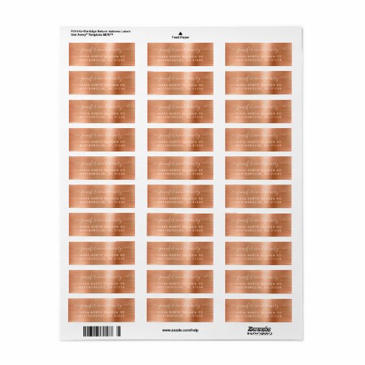 Chic Copper Brushed Metal Return Address Label (Full Sheet)