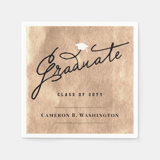 Chic Copper Folie Afstuderen Graduing Party Paper Servet (Voorkant)