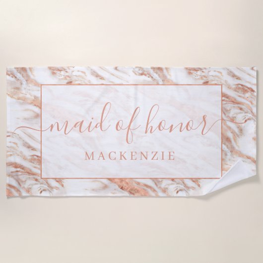 Chic Copper Marble Roos Gold Maid of Honor Strandlaken (Voorkant)