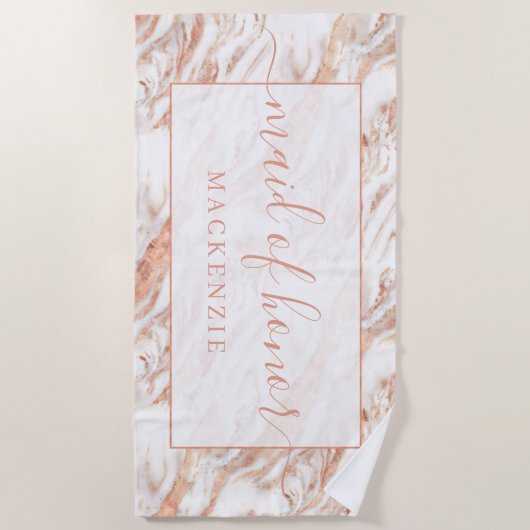 Chic Copper Marble Roos Gold Maid of Honor Strandlaken (Voorkant)