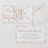 Chic Copper Roos Gold Foil marble Monogram Visitekaartje (Voorkant / Achterkant)