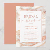 Chic Copper Roos Gold Marble Vrijgezellenfeest Inv Kaart (Voorkant / Achterkant)