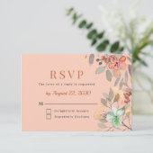 Chic Copper Waterverf Floral Wedding RSVP Kaartje (Staand voorkant)