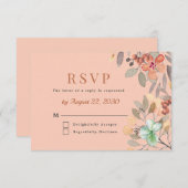 Chic Copper Waterverf Floral Wedding RSVP Kaartje (Voorkant / Achterkant)