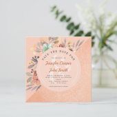 Chic Copper Waterverf Floral Wedding Save The Date (Staand voorkant)