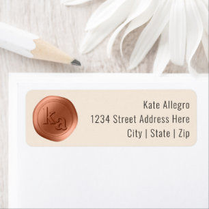 Chic Copper Wax Seal Company Return Address Etiket