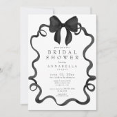 Chic Coquette Black Ribbon Bow Minimalist Shower Kaart (Voorkant)