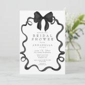 Chic Coquette Black Ribbon Bow Minimalist Shower Kaart (Staand voorkant)