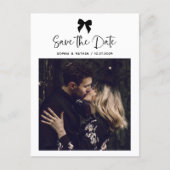 Chic Coquette Bow and Photo | Save the Date Aankondigingskaart (Voorkant)
