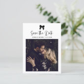 Chic Coquette Bow and Photo | Save the Date Aankondigingskaart (Staand voorkant)