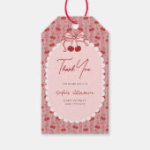 Chic Coquette Bow Cherry On Top Girl Baby Shower  Cadeaulabel (Voorkant)