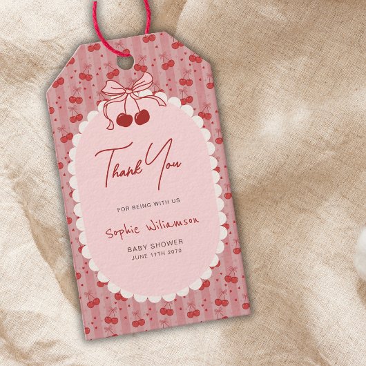 Chic Coquette Bow Cherry On Top Girl Baby Shower  Cadeaulabel