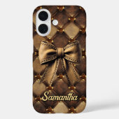 Chic coquette bow faux leather monogram Case-Mate iPhone case (Achterkant)