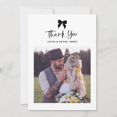 Chic Coquette Bow met Foto | Bruiloft Bedankkaart (Voorkant)