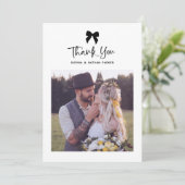 Chic Coquette Bow met Foto | Bruiloft Bedankkaart (Staand voorkant)