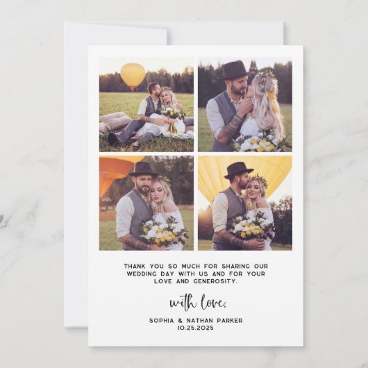 Chic Coquette Bow met Foto | Bruiloft Bedankkaart (Achterkant)