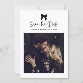 Chic Coquette Bow Multi Photo Grid | Bruiloft Save The Date (Voorkant)
