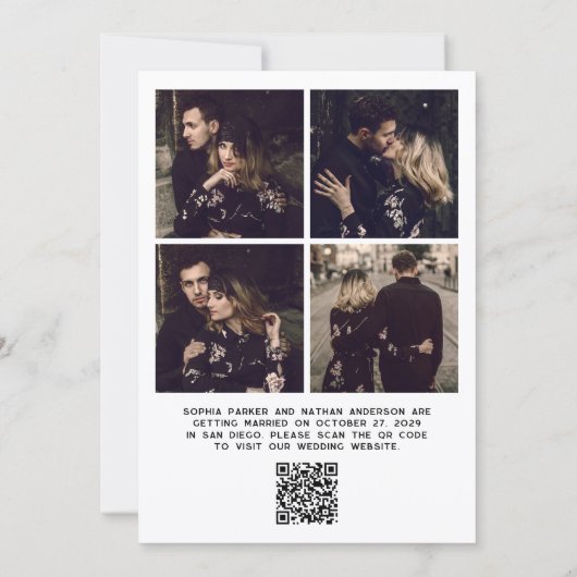 Chic Coquette Bow Multi Photo Grid | Bruiloft Save The Date (Achterkant)