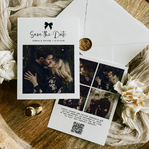 Chic Coquette Bow Multi Photo Grid   Bruiloft Save The Date