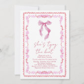 Chic Coquette Bow Waterverf Vrijgezellenfeest Kaart (Voorkant)