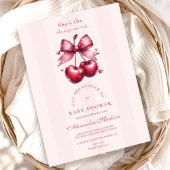 Chic Coquette Cherry op Top Baby shower Kaart