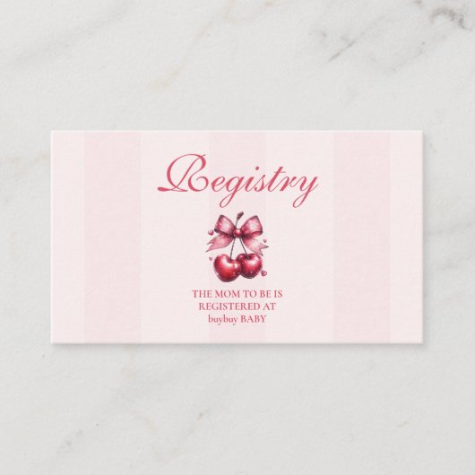 Chic Coquette Cherry op Top Baby shower Registry Informatiekaartje (Voorkant)