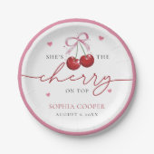 Chic Coquette Cherry op Top Vrijgezellenfeest Papieren Bordje (Voorkant)