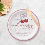 Chic Coquette Cherry op Top Vrijgezellenfeest Papieren Bordje<br><div class="desc">Chic Coquette Cherry op Top Vrijgezellenfeest Papier Borden</div>