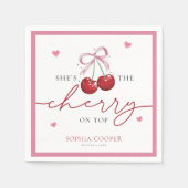 Chic Coquette Cherry op Top Vrijgezellenfeest Servet (Voorkant)
