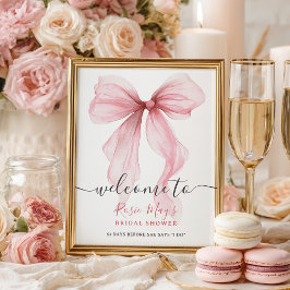 Chic Coquette Pink Bow Vrijgezellenfeest Welkom Poster