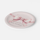 Chic Coquette Roze Bow Baby shower Papieren Bordje (Gekanteld)