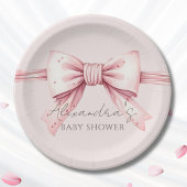 Chic Coquette Roze Bow Baby shower Papieren Bordje