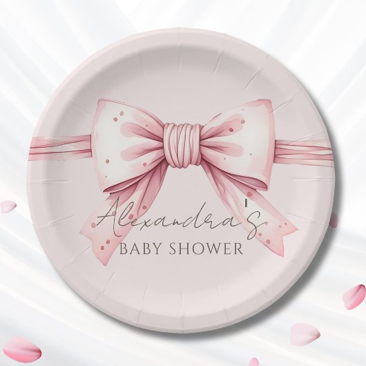 Chic Coquette Roze Bow Baby shower Papieren Bordje