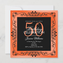 Chic Coral Decorative Framed 50th Birthday Kaart