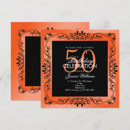Chic Coral Decorative Ingelijste 50ste Verjaardag Kaart