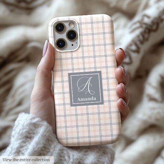 Chic Coral Grey iPhone Hoesje Trendy Aangepast Des