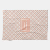 Chic Coral Grey Towel Personalized Kitchen Accent Theedoek (Horizontaal)