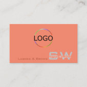 Chic Coral Light Grey met Monogram Logo en foto Visitekaartje (Voorkant)