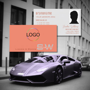 Chic Coral Light Grey met Monogram Logo en foto Visitekaartje