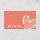 Chic Coral met prachtige roze hartslag en Logo Visitekaartje (Voorkant)